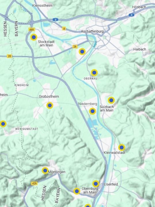 Übersicht Kulturpfade rings um  Niedernberg