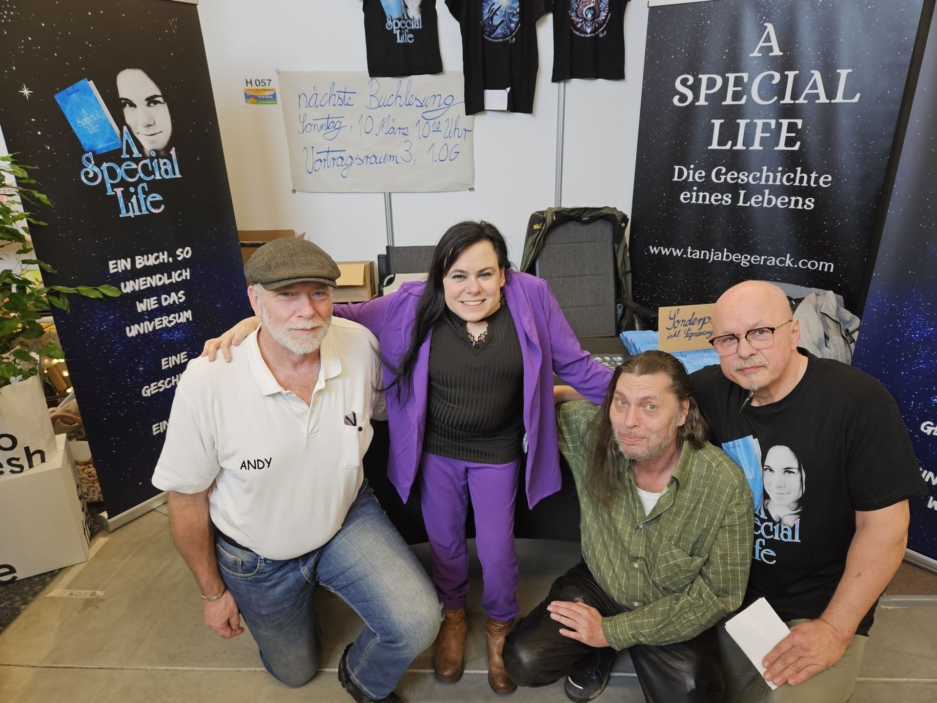 Sound technician Andy Gallhofer & audiobook narrator Robert Jakob with author Tanja Begerack