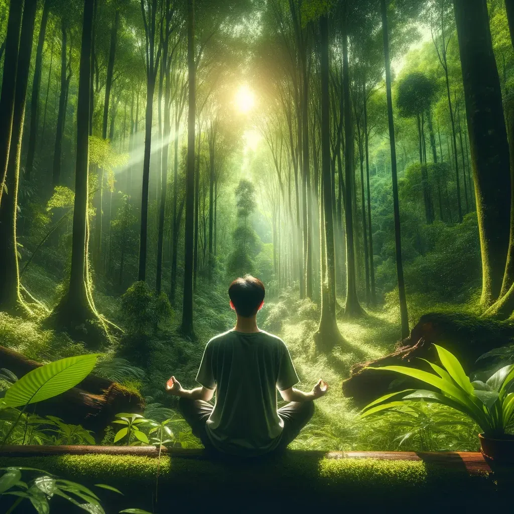 Image of peaceful nature, highlighting nature's healing power and forest bathing