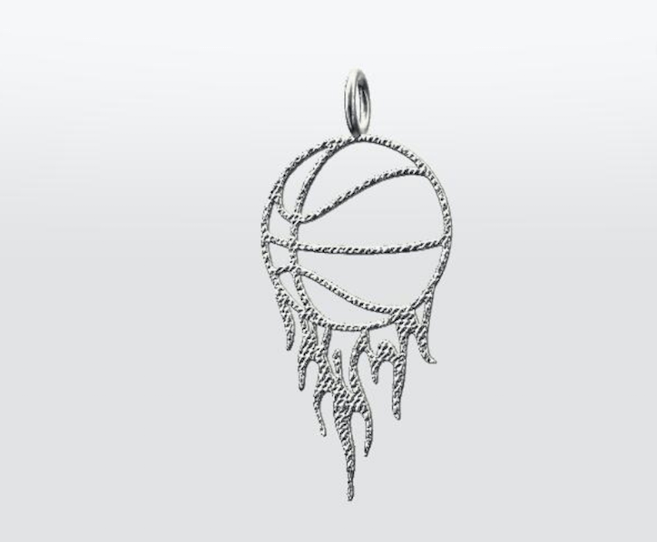 Basketball pendant, sports jewelry, basketball bling