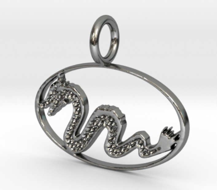 dragon pendant. Sterling silver dragon. 14k gold pendant
