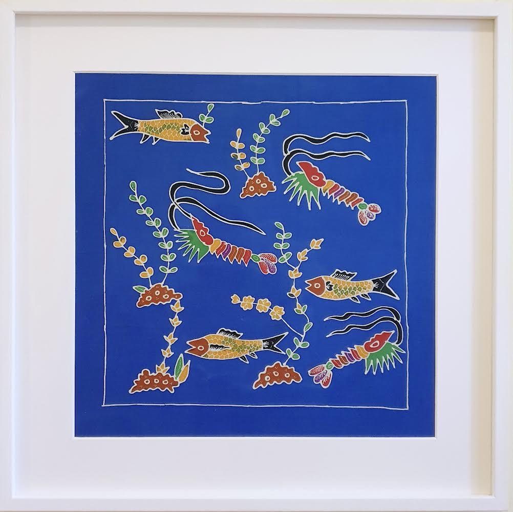 Batik Tulis, Batik Art, Batik Tulis Art, Batik Artwork, Batik, INDONESIAN REEF FISHES Indonesian Reef, Batik Tulis   74 x 74 cm - 29 x 29 inches including frame    This Batik was hand-drawn using an instrument called tjanting, in the village of Bakaran in Central Java, Indonesia.     The most traditional type of batik is called