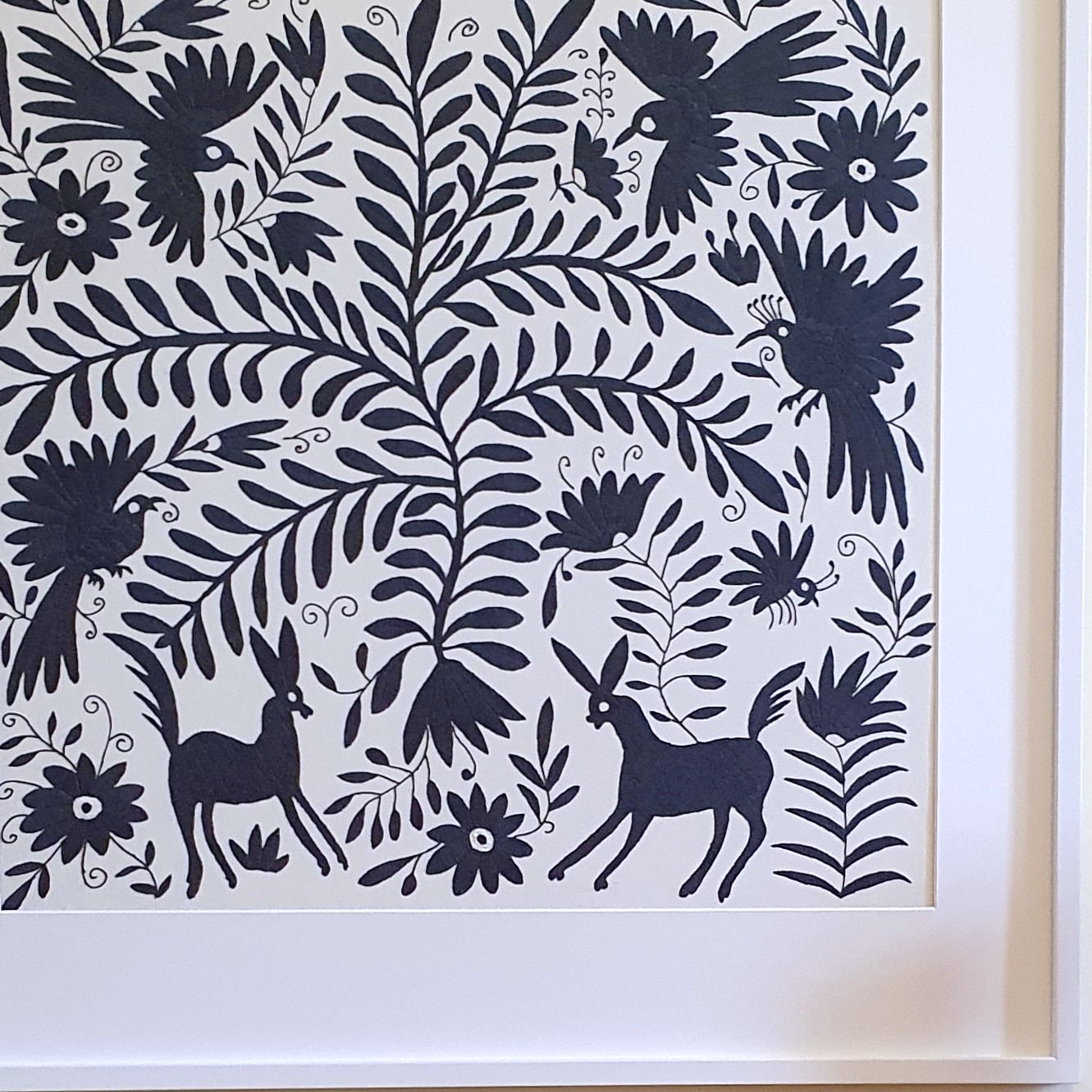 TEXTILE, Otomi Art, Otomi Artwork, Otomi Embroidery, Otomi, Otomi Gray, This Otomi was designed by an artist and fully hand embroidered by an embroider, descendant of the Otomi, in the region of Tenango de Doria, Mexico, with their traditional and famous