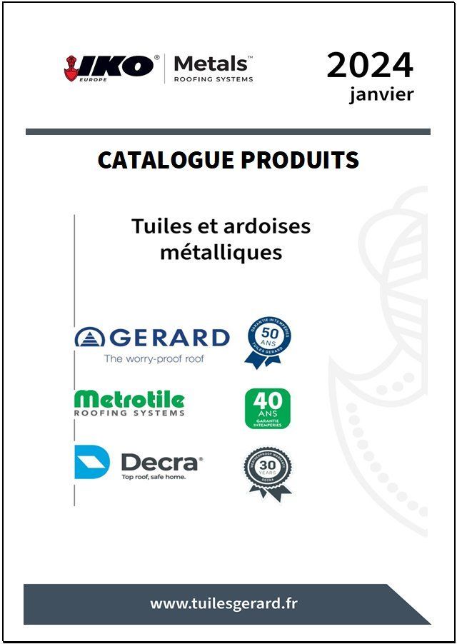 Téléchargez le catalogue des tuiles et ardoises IKO Metals 2024.