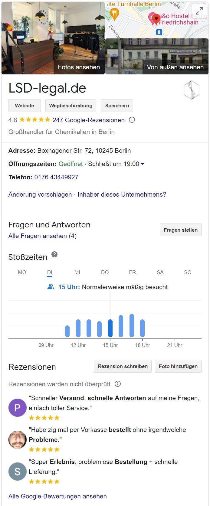 Google Profil von LSD-legal LSD-legal Bewertungen