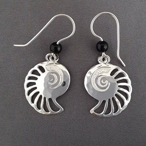 nautilus, seashell jewelry, sterling silver