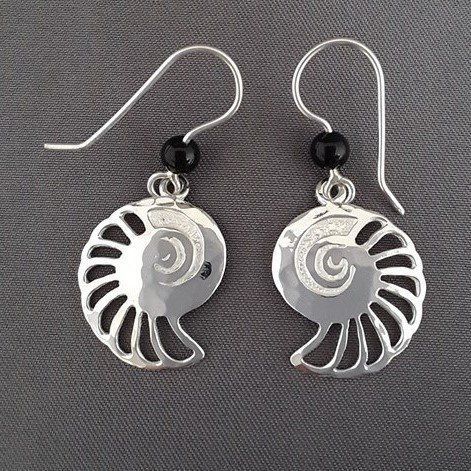 seashells jewelry, earrings, nautilus, sterling, sterling silver