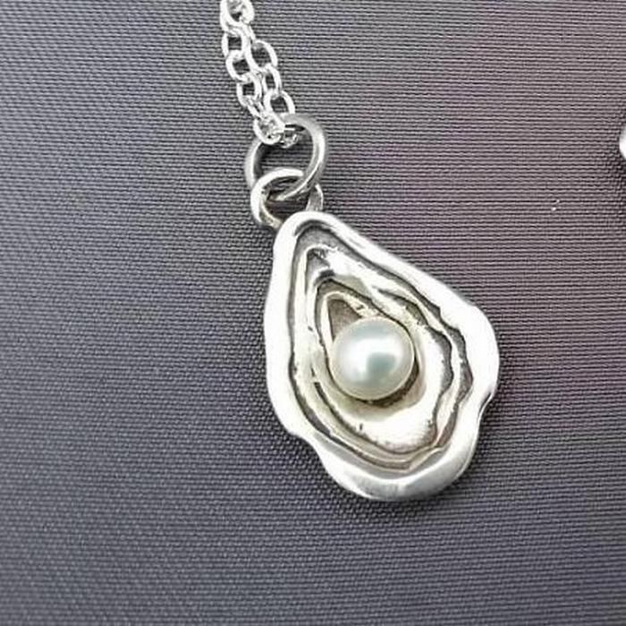 Sterling silver, earrings, oyster, pearl
