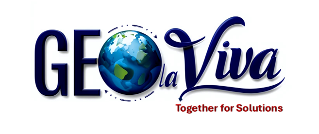 Von GEOlaViva erstellt mit KI - Created by GEOlaViva with AI Logo von GEOlaViva: Der Schriftzug 'GEOlaViva' in blauer geschwungener Schrift, wobei das 'O' durch eine stilisierte Weltkugel ersetzt ist. Darunter steht der Slogan 'Together for Solutions' in roter Schrift.
GEOlaViva logo: The lettering 'GEOlaViva' in blue curved lettering, with the 'O' replaced by a stylized globe. Below this is the slogan 'Together for Solutions' in red lettering.