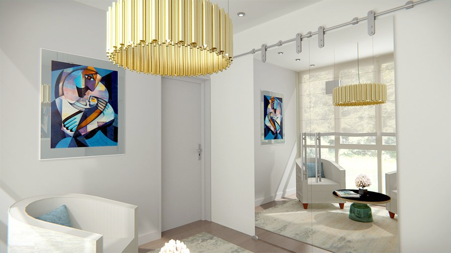 Dressing design - porte coulissante miroir sur poulie