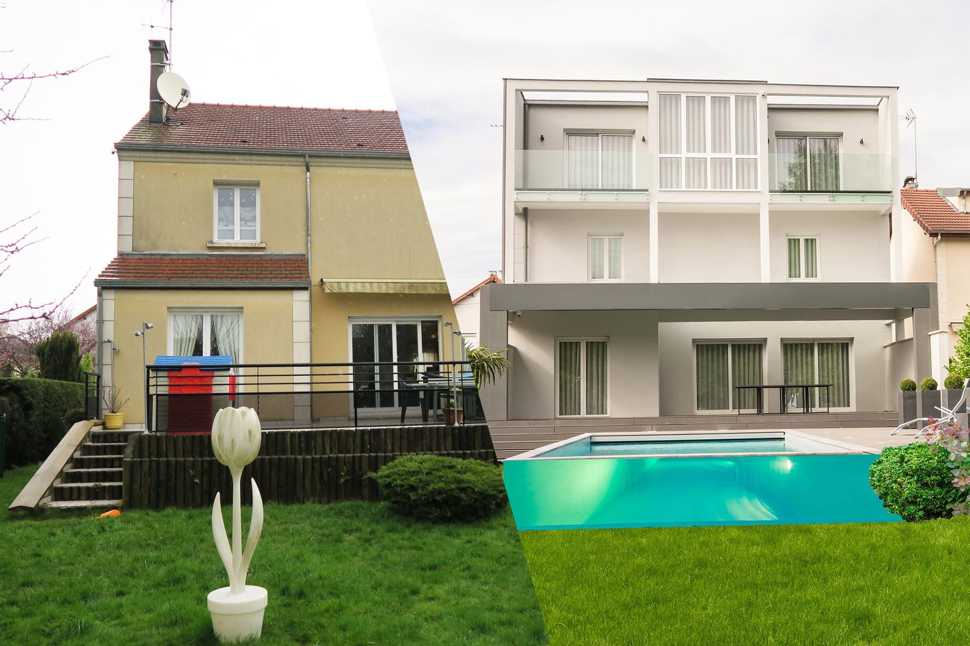 Avant et Après extension d'une maison en Ile de France