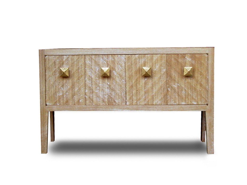 Buffet design-Arya-en-chêne-gougé-ouverture-portes-en-accordéon-140x45xH80cm