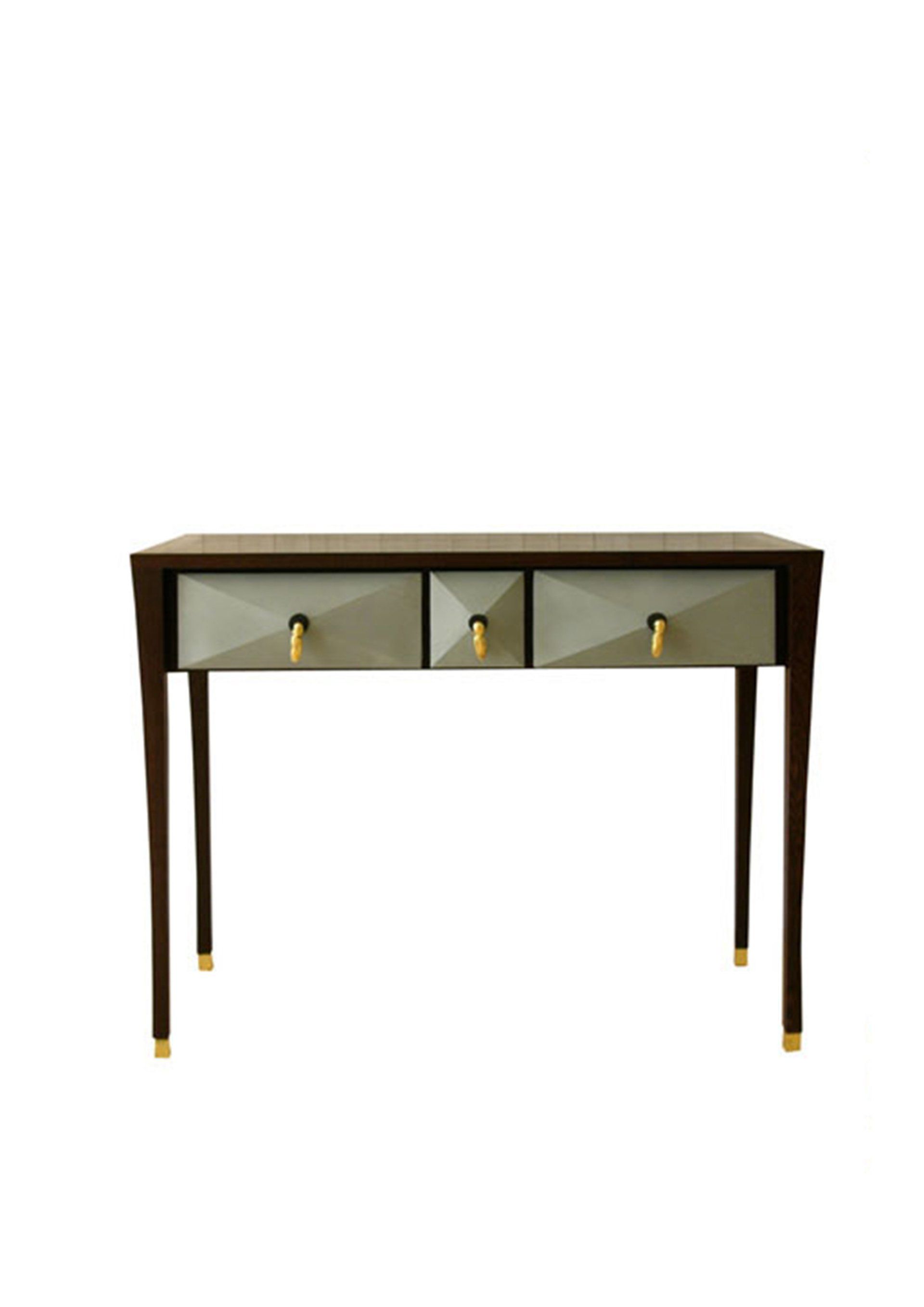 Console design-Egen-contemporaine-structure-wengé-massif-top-plaqué-façade zinc-pointe-diamant-110x45xH81cm