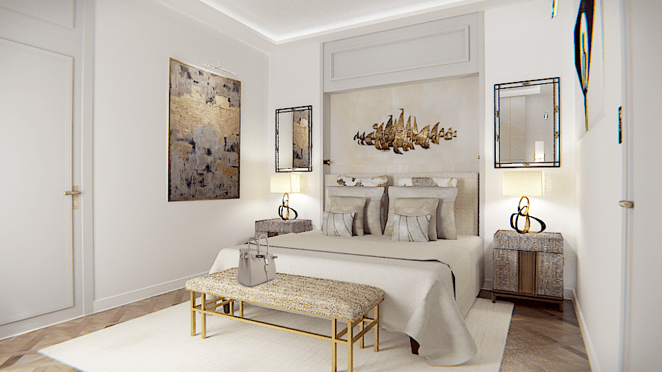 Chambre #Lampes Hervé van der Straeten # sculpture_murale_Curtis_Jéré_tapis_Illulian