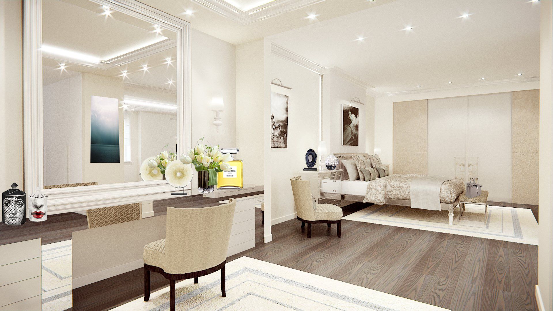 Bureau à la maison design - étagère miroir design - bureau Versace home Collection