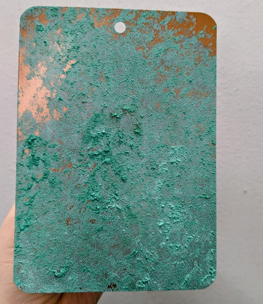 Faux copper verdigris