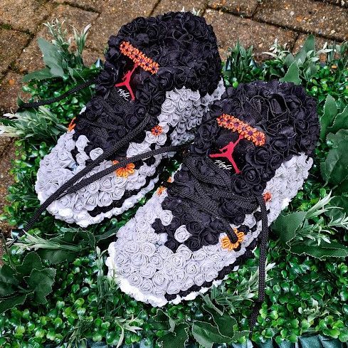 Artificial Funeral Flowers Tribute Nike Jordan Trainers
