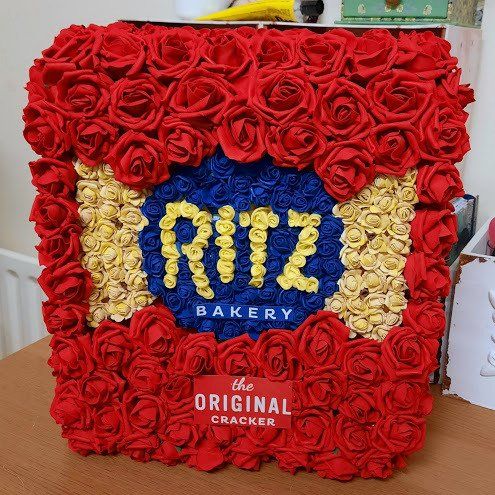 Custom made artificial funeral flower tribute Ritz Biscuit pack