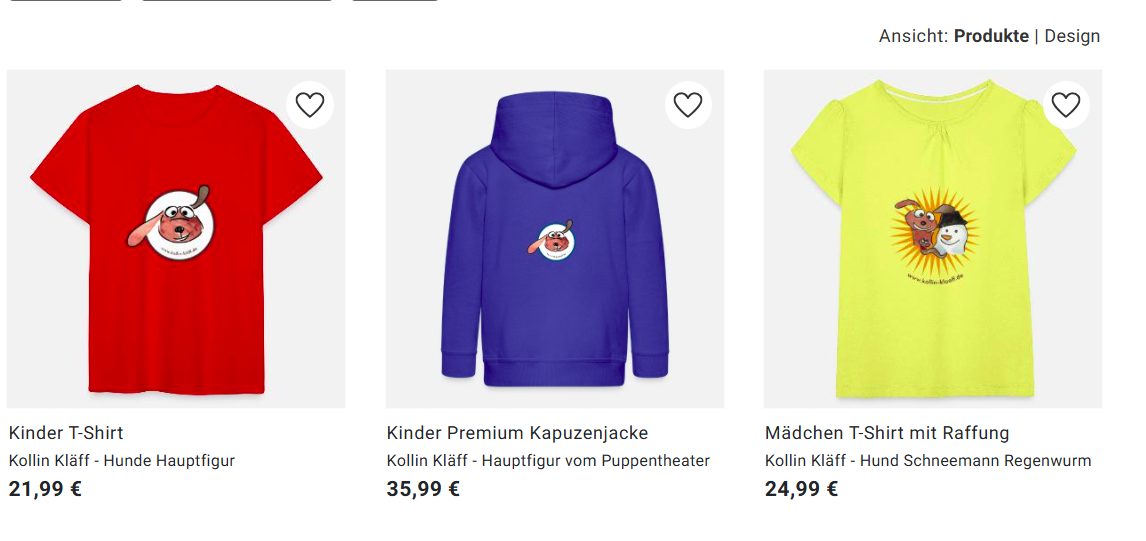 Geschenkartikel Kollin Kläff T Shirt Rucksack und Pullover für Kinder