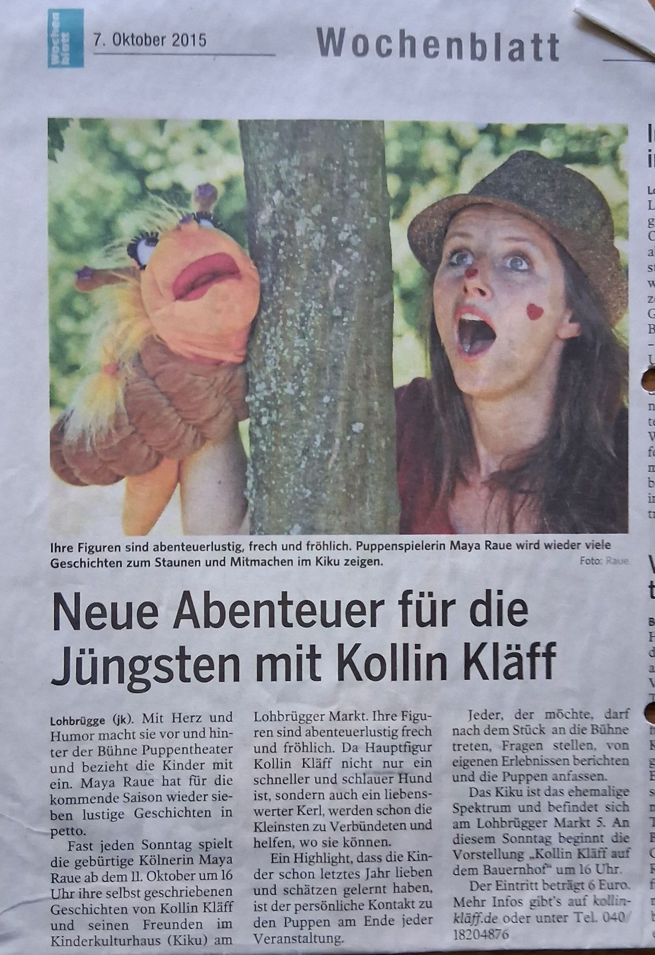 Puppentheater Hamburg Bergedorf Kinder Kulturzentrum KIKU