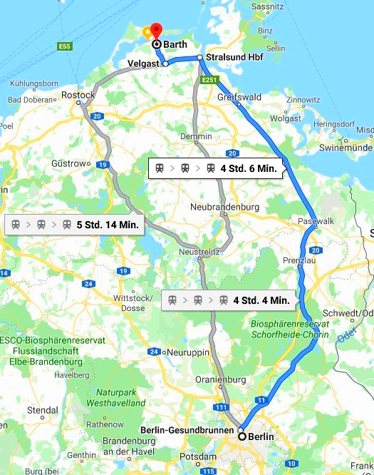 Zugstrecke Berlin Barth