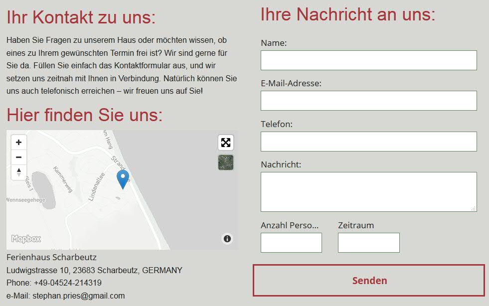 Kontakt zum Ferienhaus Scharbeutz