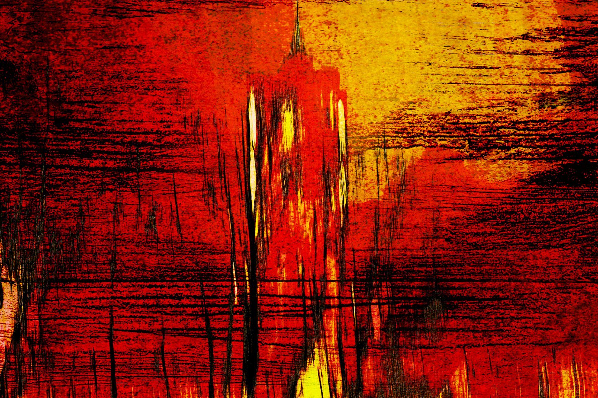 Abstrakte Darstellung des Roten Rathaus in Berlin Mitte. Digitale Kunst aus Berlin