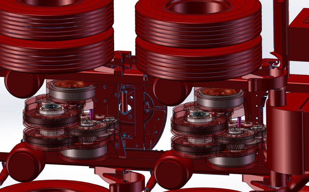 custom integrated dual two-speed gearbox and dual hvh410 motor assemblies