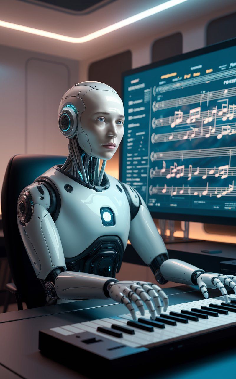 Robo-musicista che compone musica digitale – intelligenza artificiale e copyright
