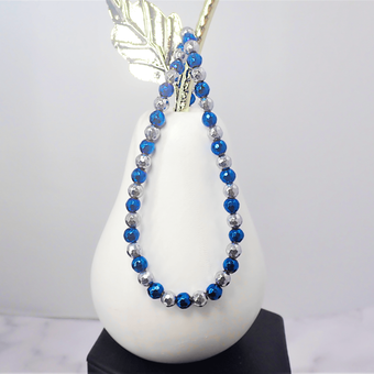 EasilyUnbeadable Blue and Silver Hematite Necklace