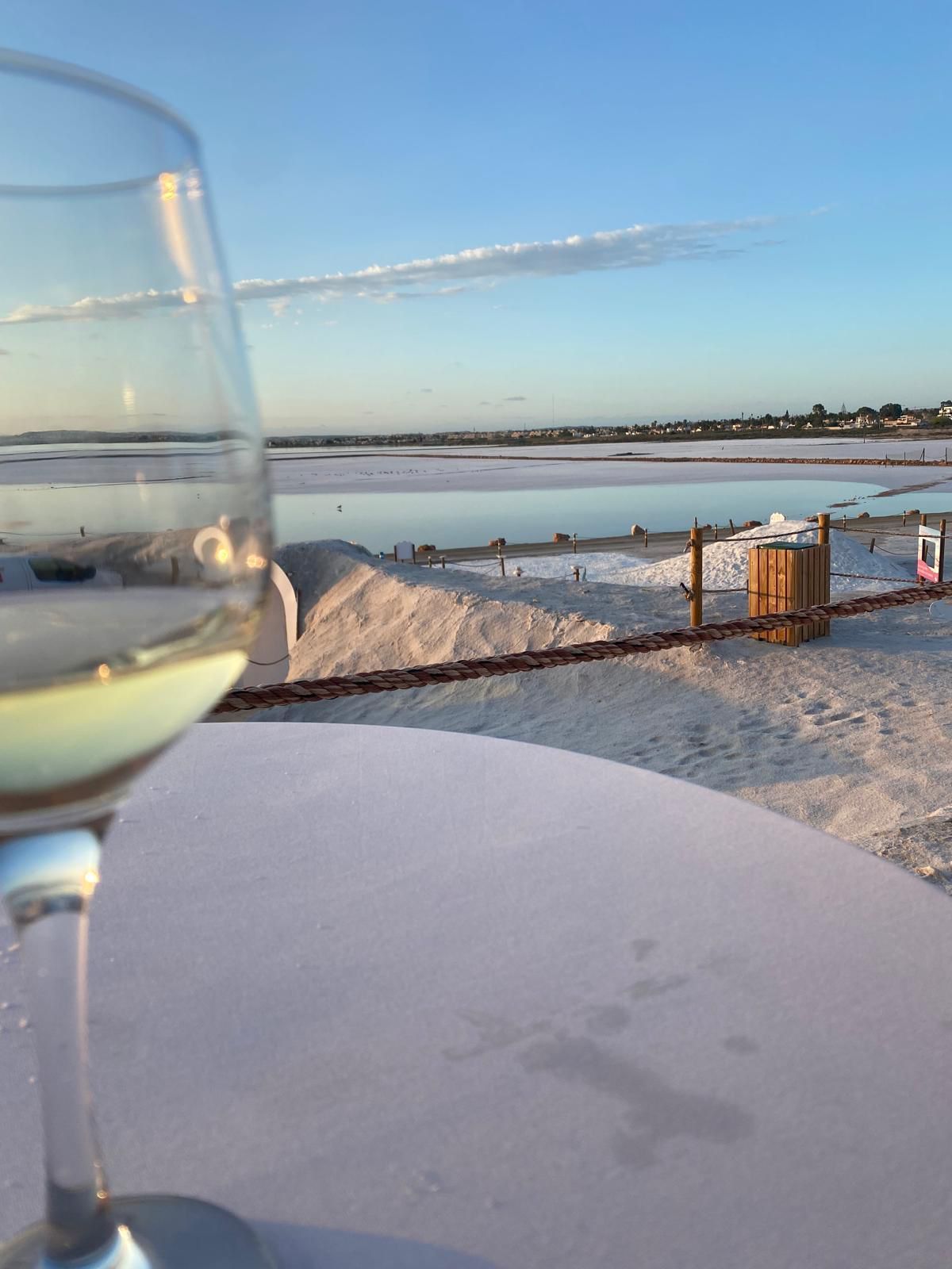 Sunset with cava by the Pink Lake