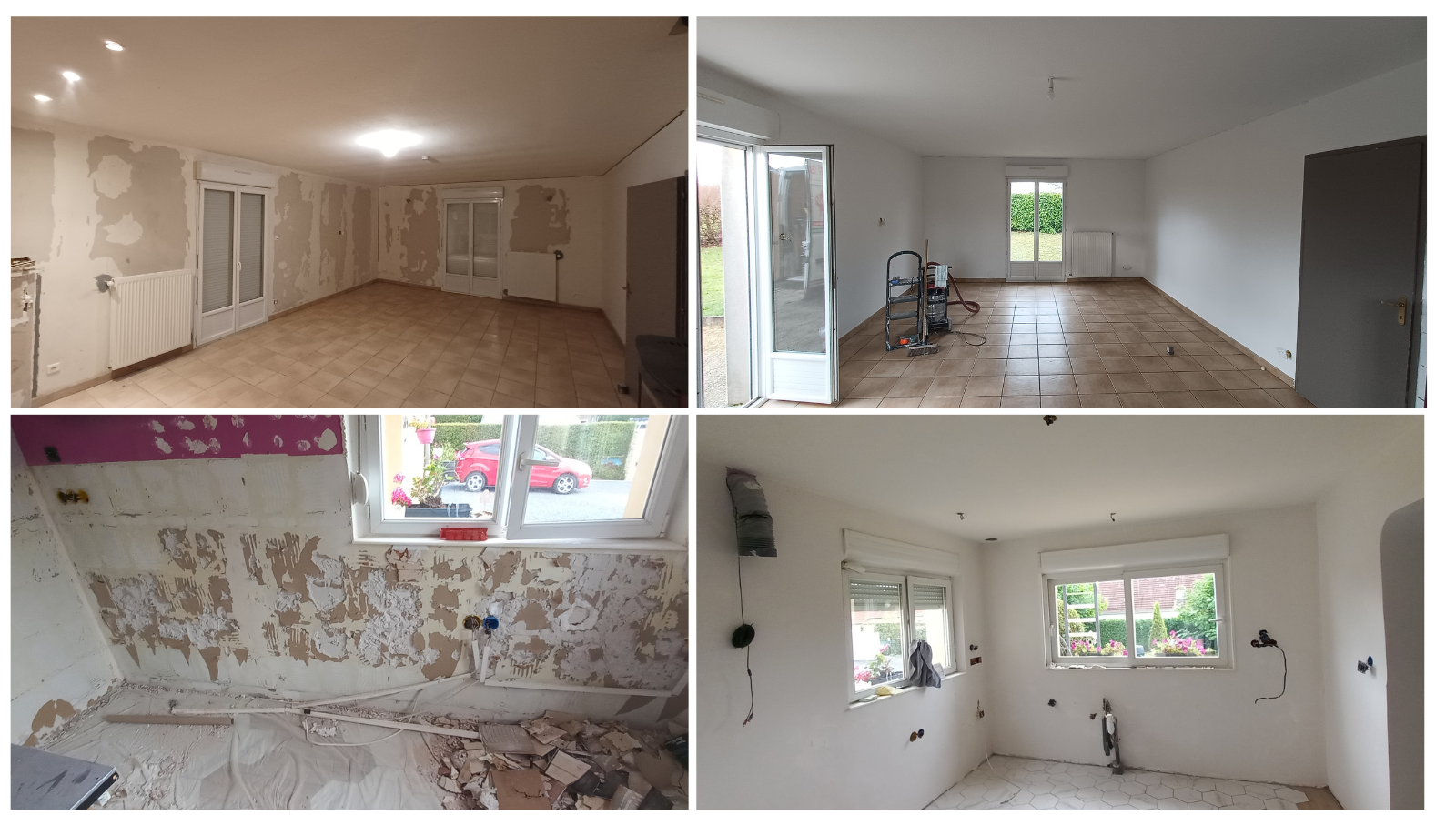 photos avant apres de renovation interieur rebouchages et enduisage avec finition en peinture secteur en haute saone