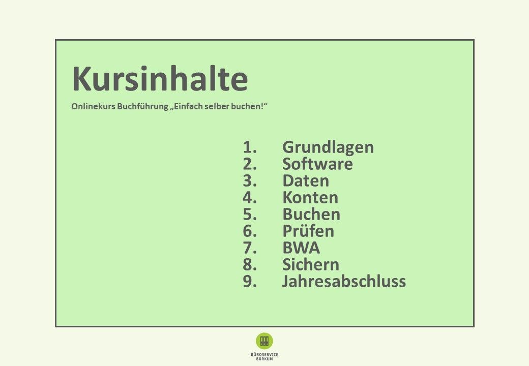 Büroservice Borkum - Onlinekurs Buchführung