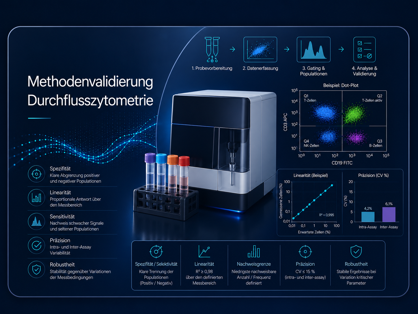 Methodenvalidierung von LDT Durchflusszytometrie Verfahren IVDR-konforme Methodenvalidierung Durchflusszytometrie