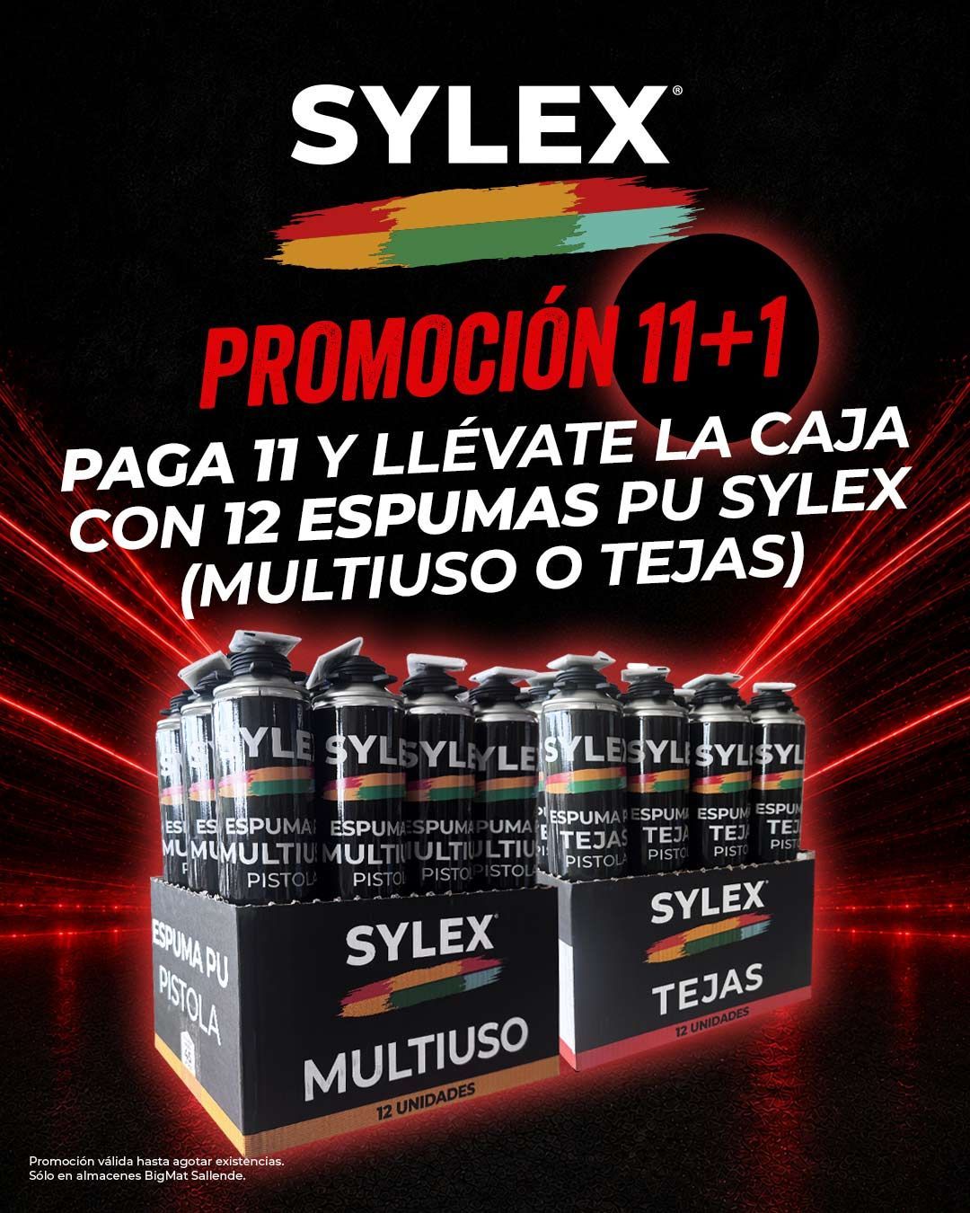 Imagen de promoción 11 + 1 de espumas PU SYLEX en los almacenes BigMat Sallende