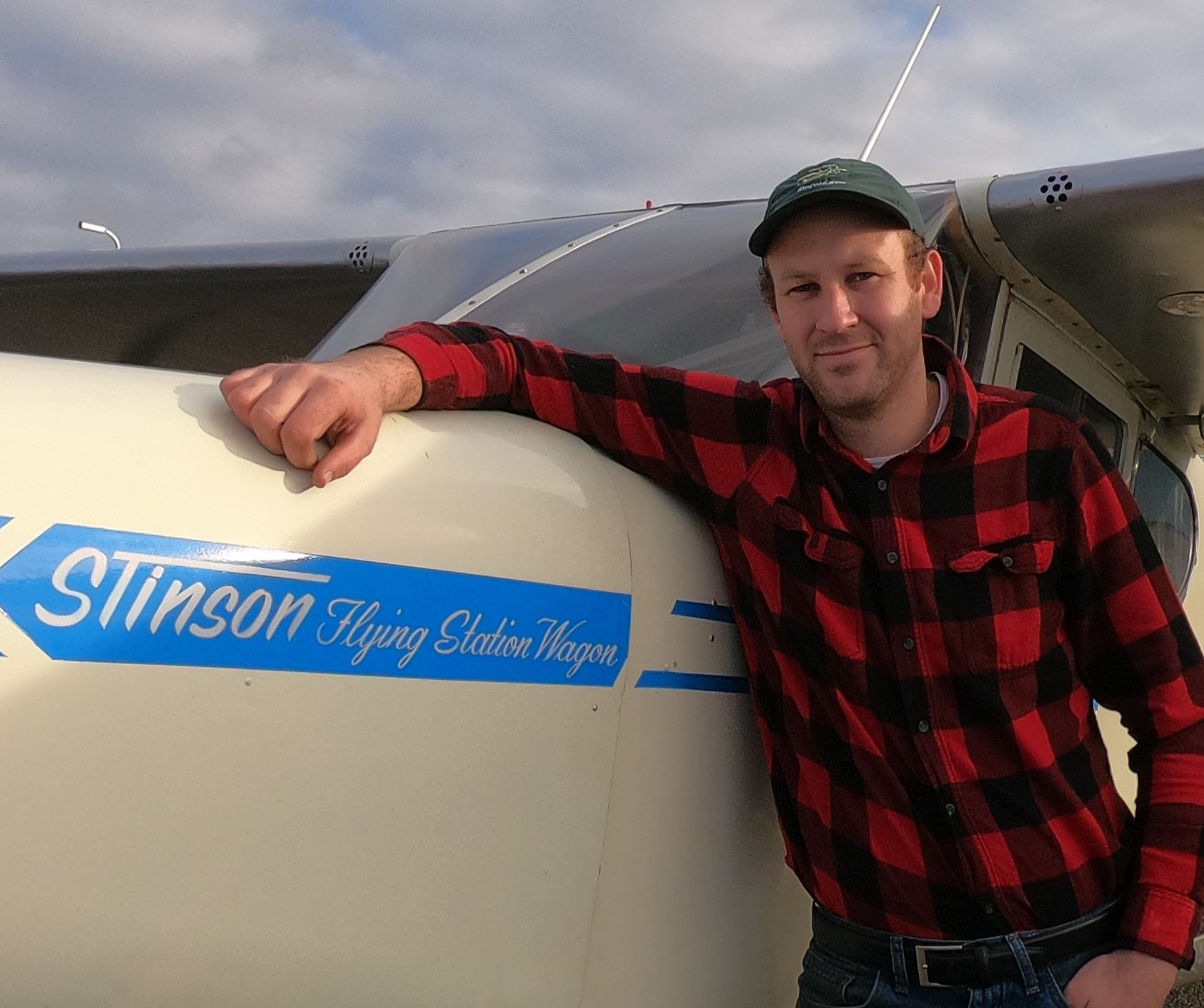 Mike with Stinson Airplane