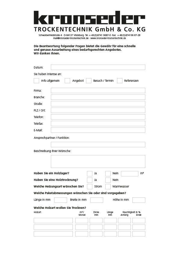 Angebotsanfrage Angebotsanfrage