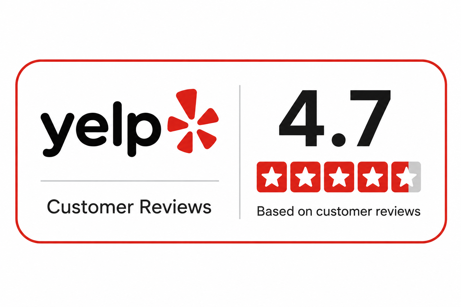 4.7 star yelp review