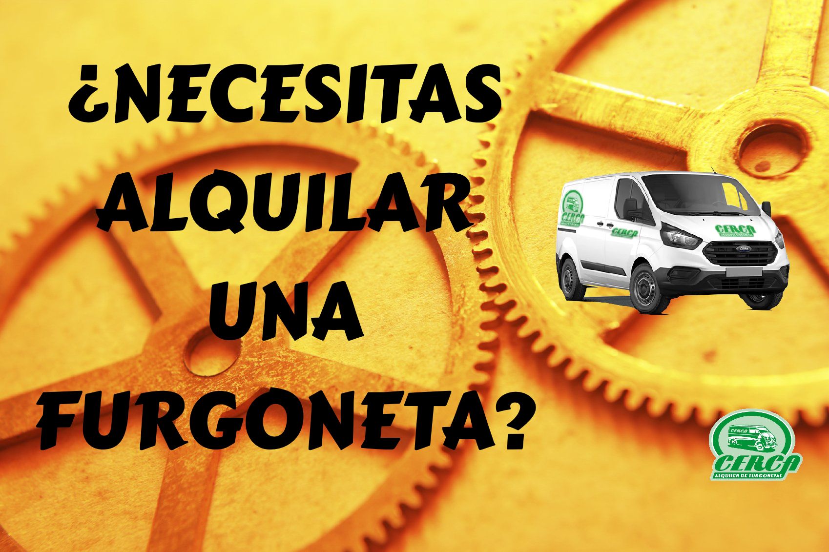 Furgoneta de Cerca sobre fondo de engranajes.