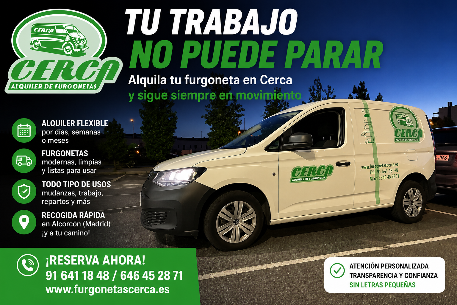 Alquiler de furgonetas en Madrid y Alcorcón con Cerca
