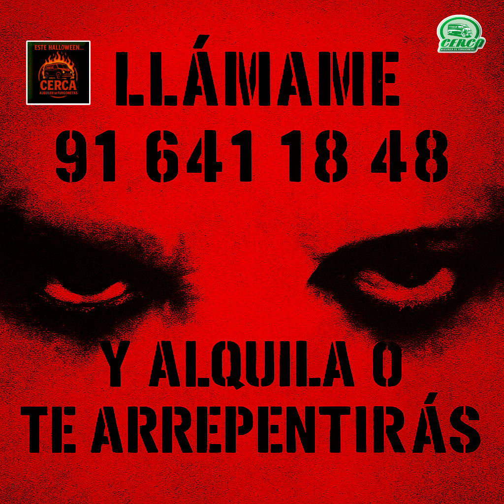 Cartel de Halloween de Cerca Alquiler De Furgonetas
