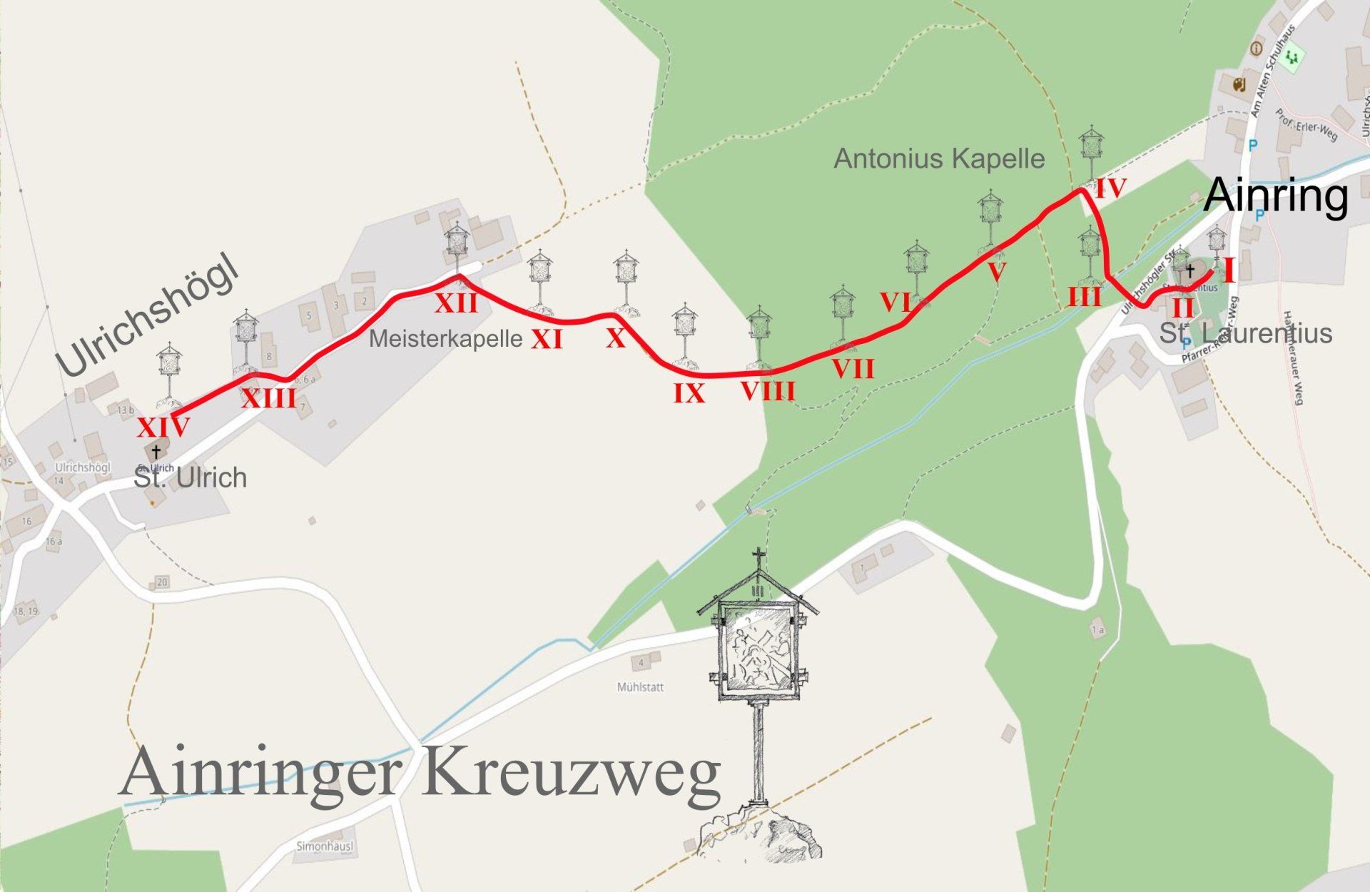 Wanderkarte Ainringer Kreuzweg