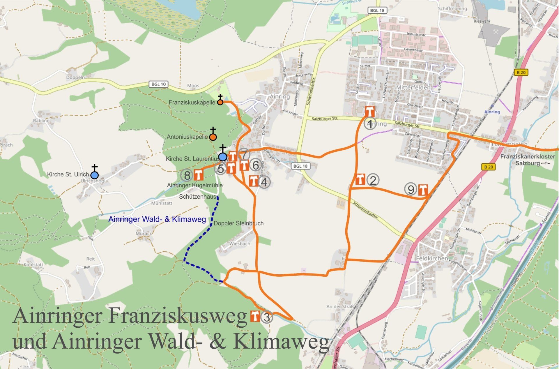 Wegekarte Ainringer Franziskus Weg