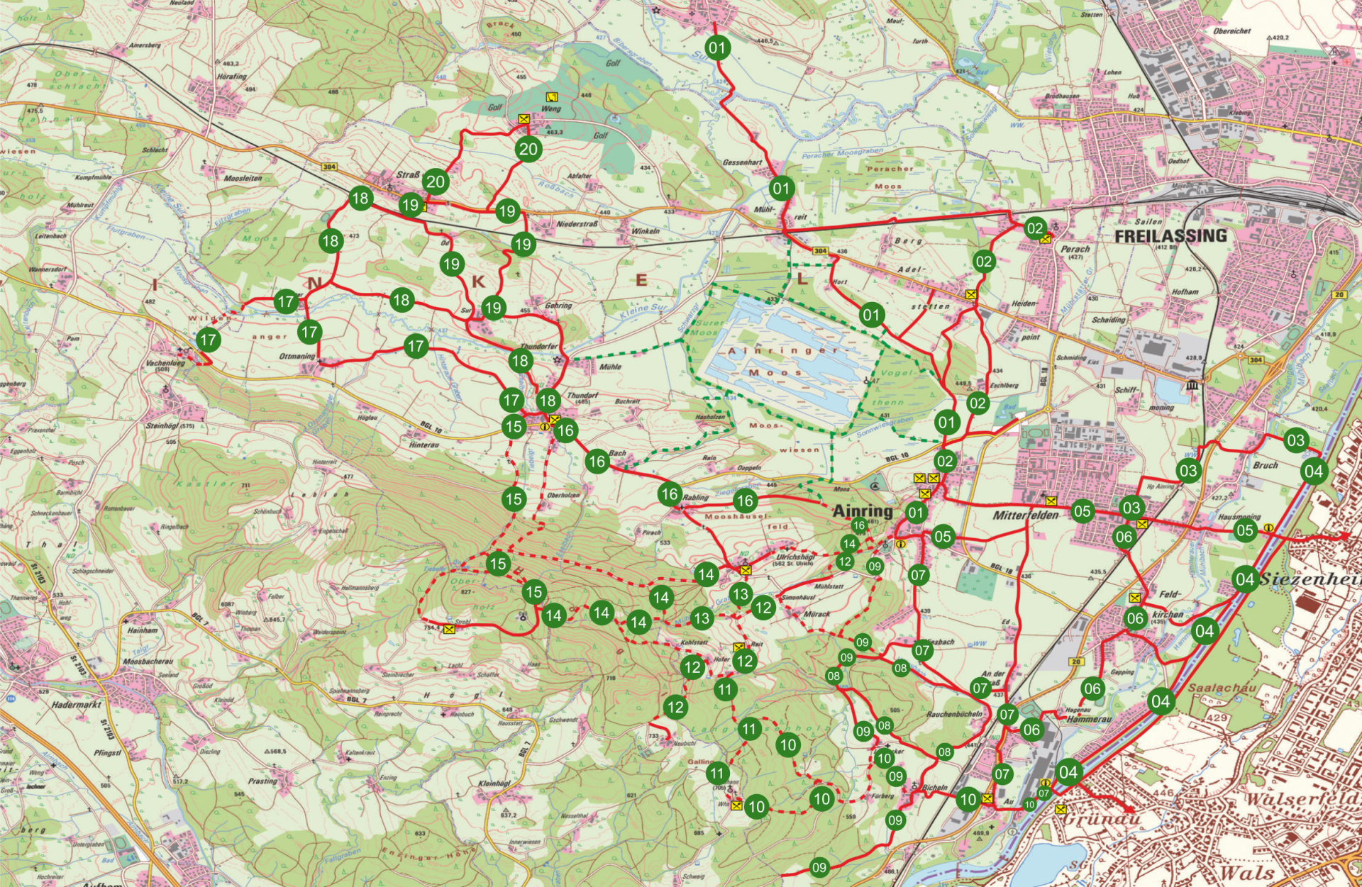 Übersicht Wanderwege rund um Ainring