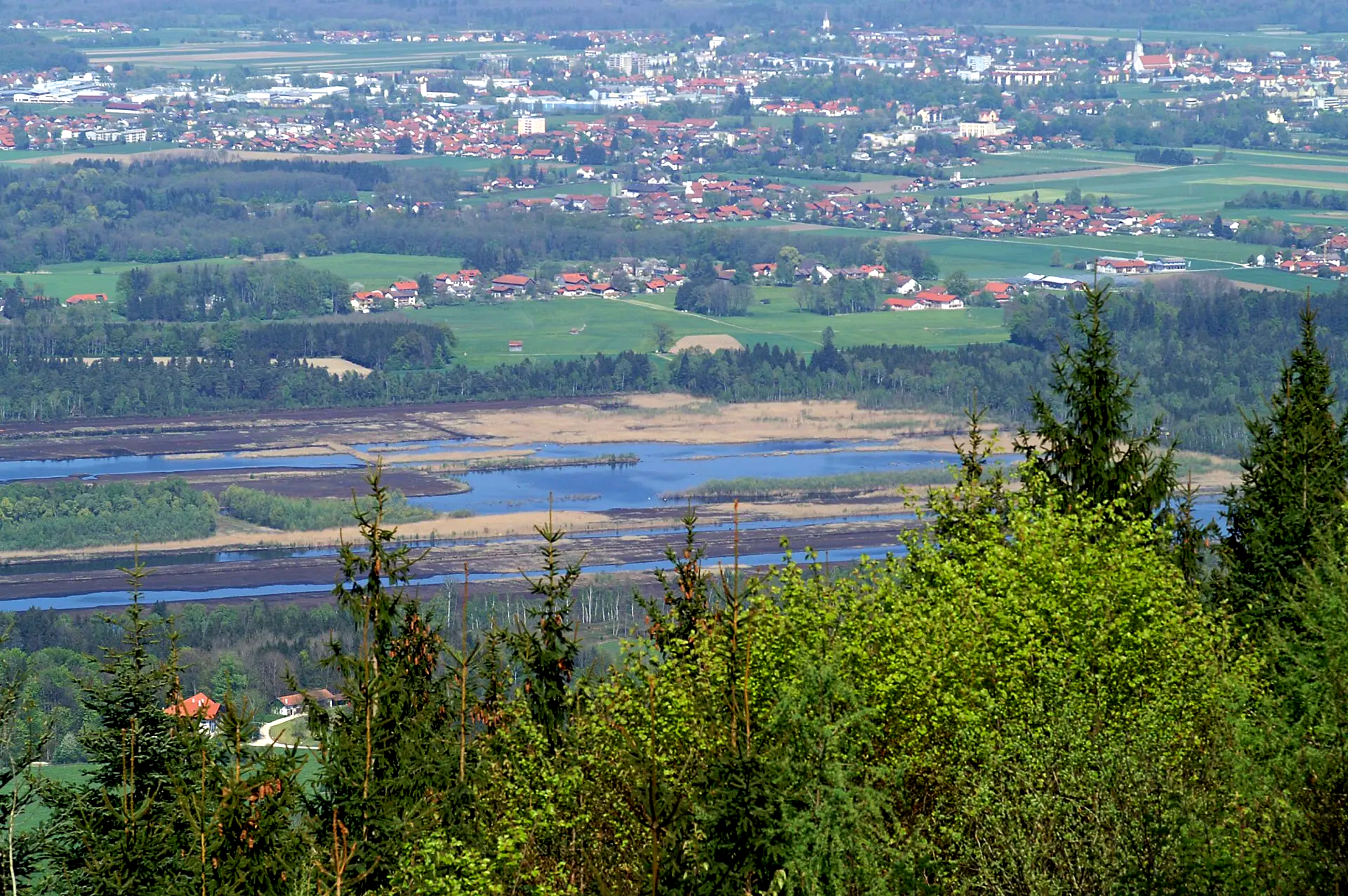 Blick auf das Ainringer Moos von Nordseite Högl Ainring