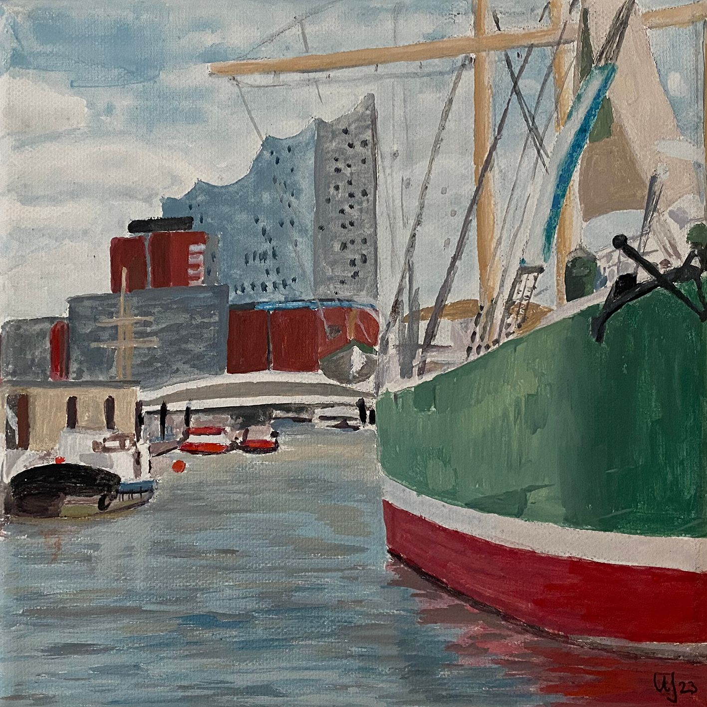 Schlepper Leinwand 10x10 cm