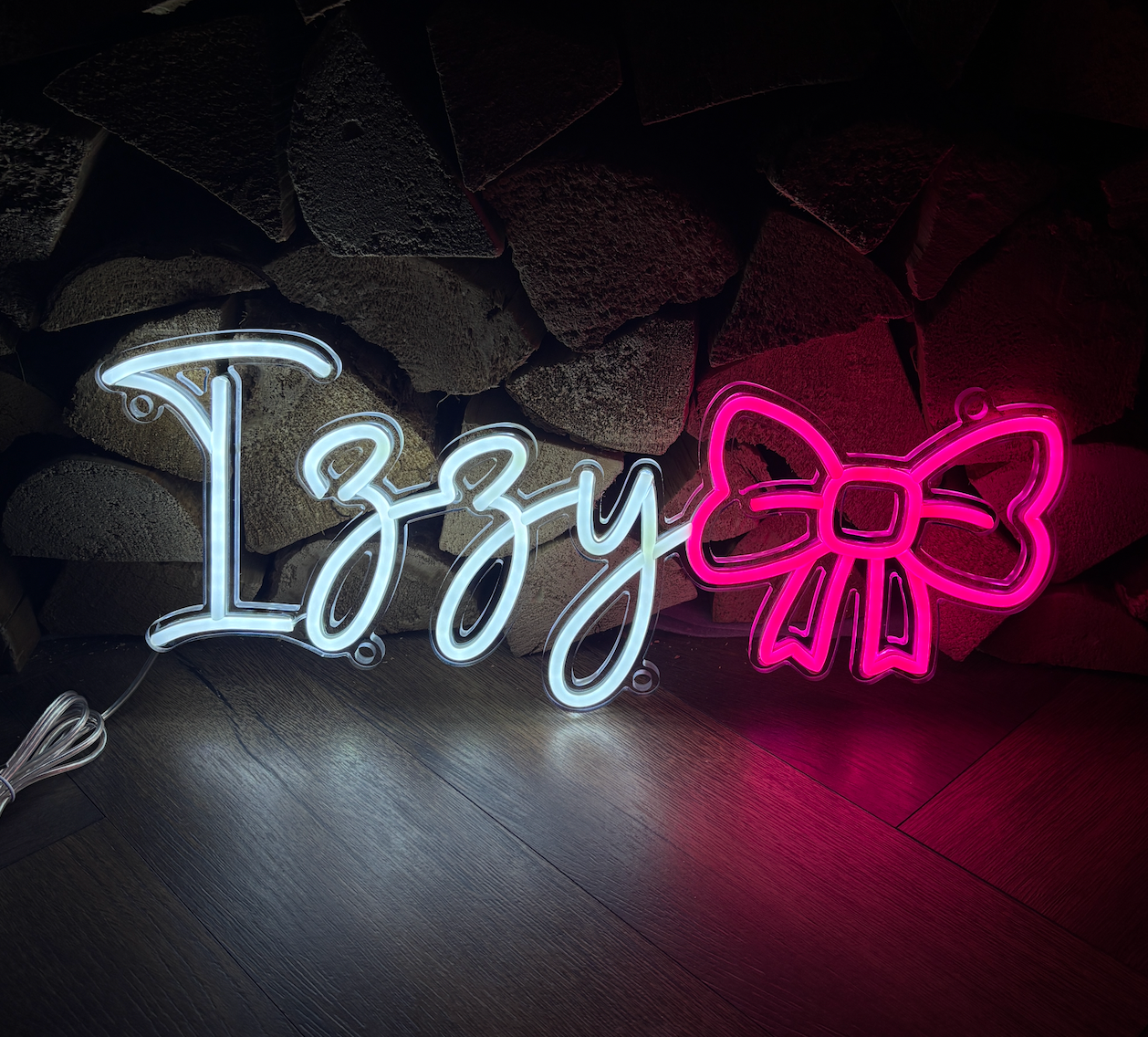 LED Neon Sign for a girls room with a hot pink bow