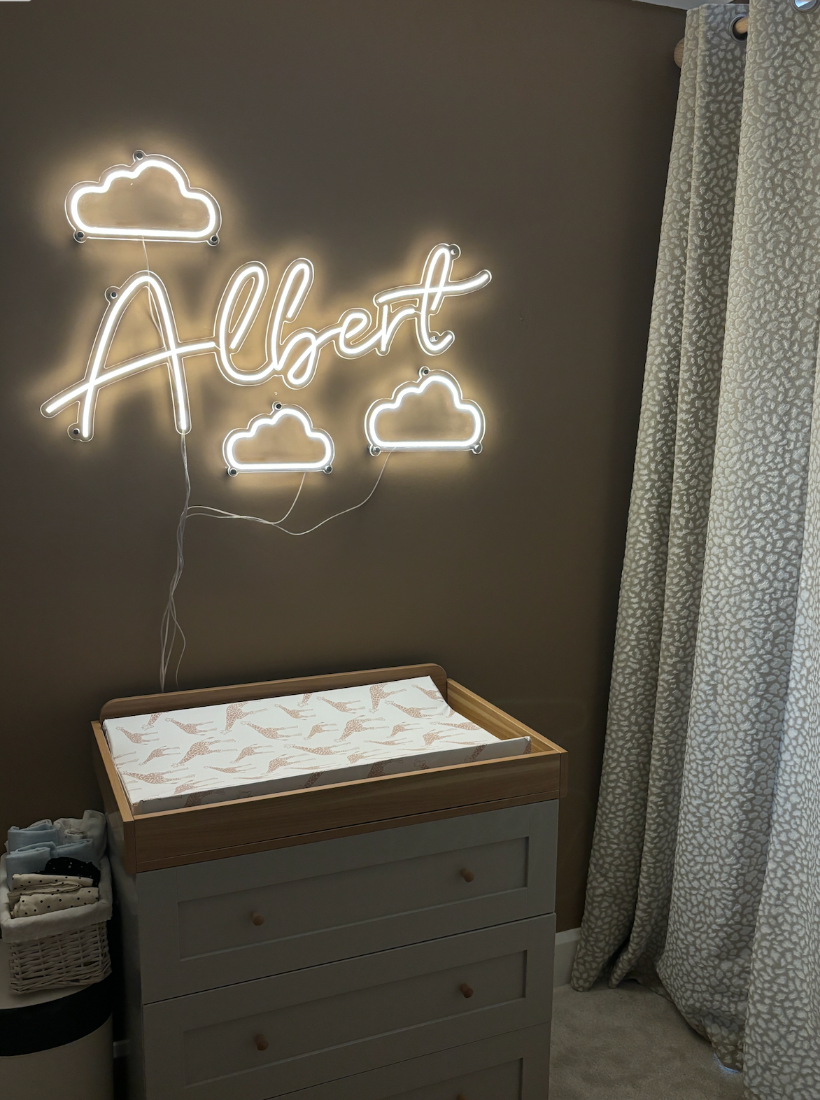 a warm white led neon sign to be used in a nursery