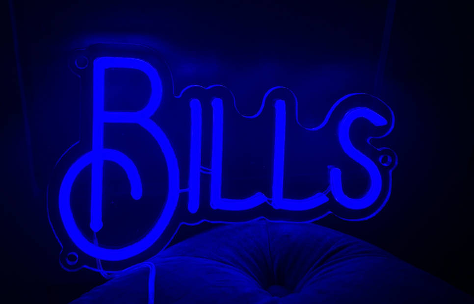 LED Neon Sign in dark blue Bills