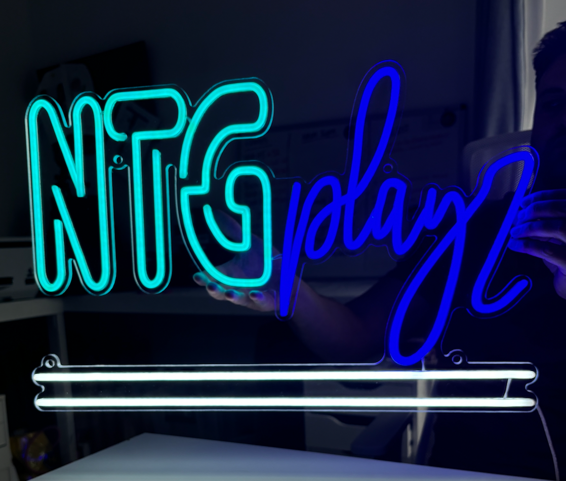 LED Neon Sign in light blue and dark blue